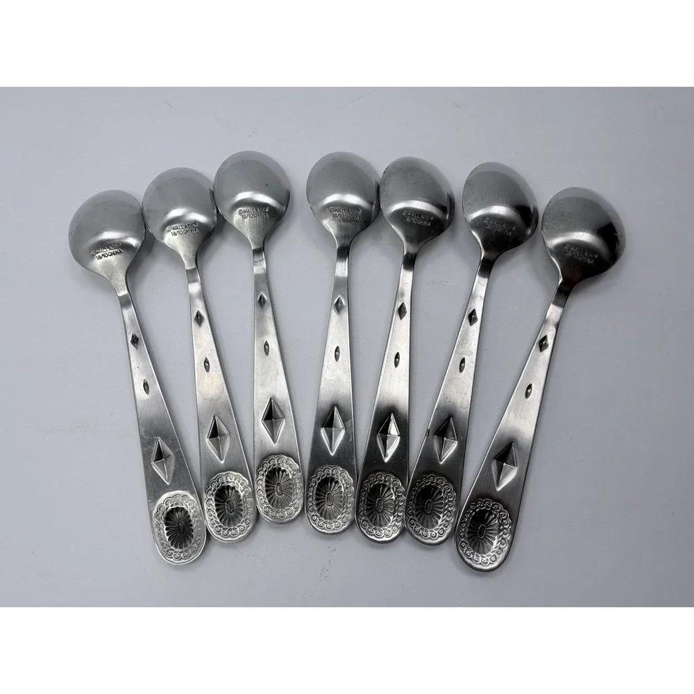 Wallace TAOS Stainless Southwest Motif Set of 8 Teaspoons 6 3/8